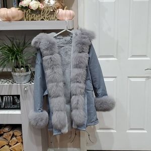 Beautiful, Woman, Natural Fox Fur Coat